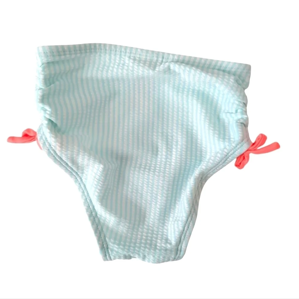 Cat & Jack Girls 2 Piece Swimsuit Light Blue And White Pattern SZ 3T